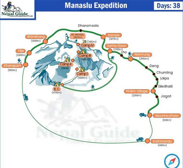 Manaslu Route Map