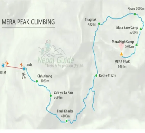 mera peak climbing map