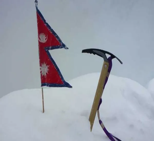 snowy nepali flags and gear Best Peaks To Climb In Nepal For Beginners