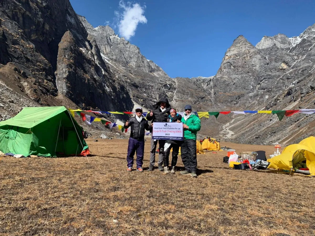 Kyajo Ri Peak Climbing and tent near by
