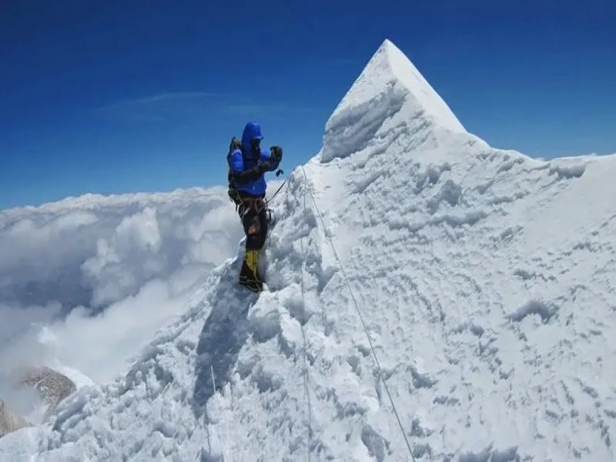 mera peak summit with the picture at the top
