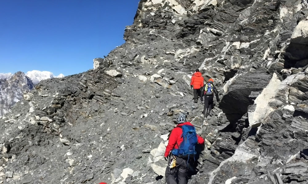remote terrain of pokalde peak