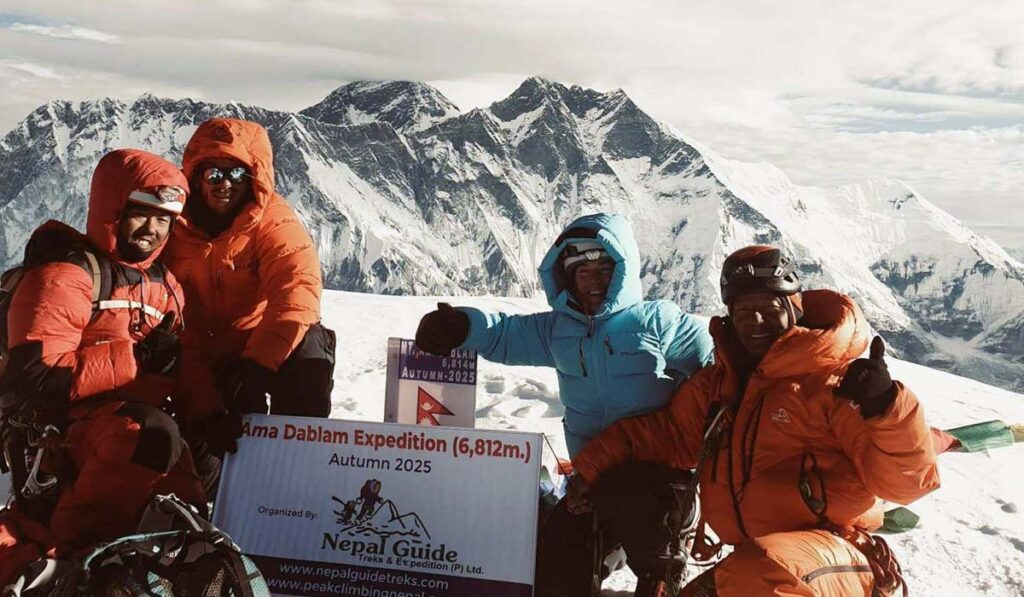 at the summit of ama dablam