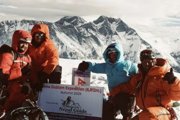 Ama Dablam expedition group at the top
