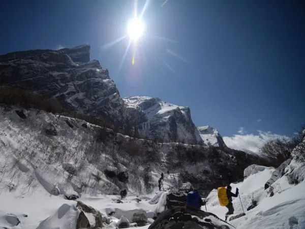 Annapurna South Expedition With Bright Sun