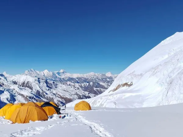 Himlung Expedition And Tent On The Peak