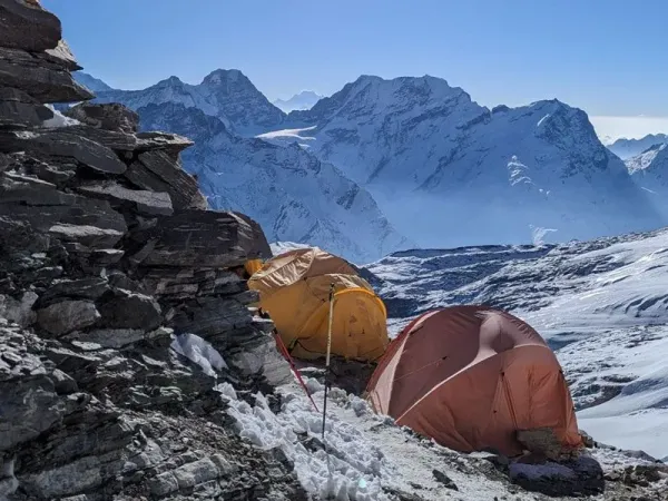 Island Peak Climbing Nepal With Tent At The Cliff
