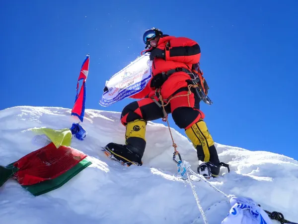 Manaslu Expedition With Nepal Flag