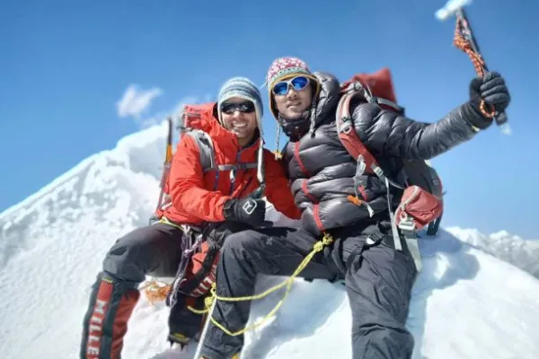 Pachermo and Kyajo Ri Peak our team at the top